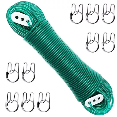 30M Washing Line Rope Steel 4mm Thick Clothes Line Rope Strong  PVC Outdoor • £11.99