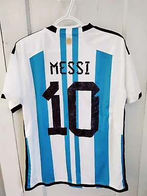 ARGENTINA CHAMPIONS THREE STARS LIONEL MESSI 10 MEN HOME JERSEY Size Large • $35