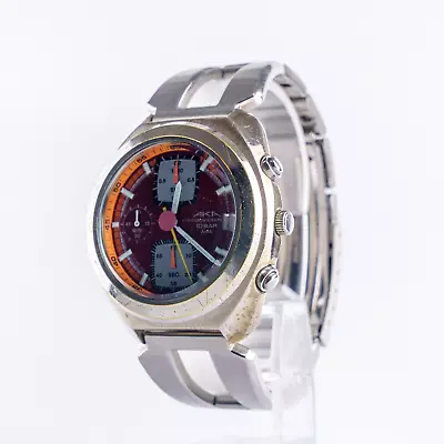 Seiko ALBA AKA V657-6030 Quartz Red Men's Chrono Watch Vintage Excellent #1024 • $105