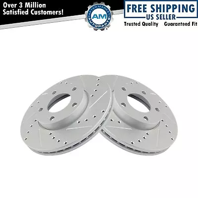 Performance Brake Rotor Drilled & Slotted Front Coated Pair For Mazda 3 • $69.30