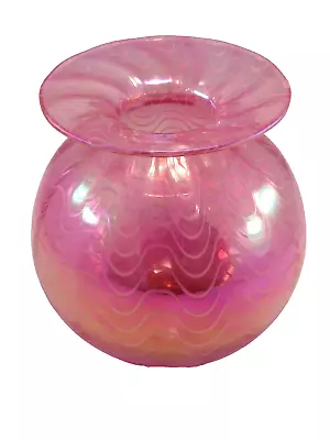 Mount Saint Helens Pink Iridescent Ash Glass Vase By The Glass Eye Studio Signed • $61.20
