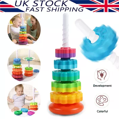 Gears Stacking Rings Toy Spinning Stacker Smooth Eco-Friendly For Preschool Gift • £7.90