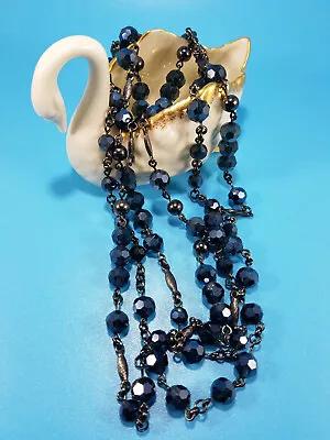 Vintage Fashion Designer Jewelry Necklace Multi Strand SIGNED LIA SOPHIA Black • $18.95