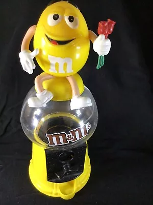 M&M's Yellow Candy Dispenser Gumball Machine Style RARE HTF Red Roses Valentines • $14.20