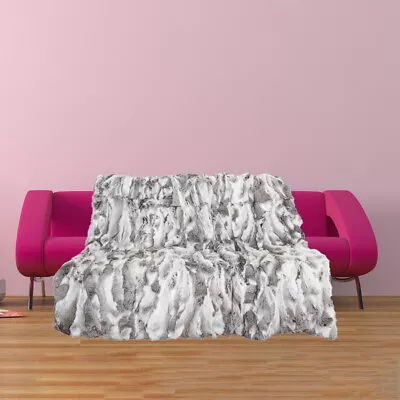 100% Real Rabbit Skin Fur Throw Luxury Warm Fur Pelt Blanket Bedspread 140x160cm • $87.99
