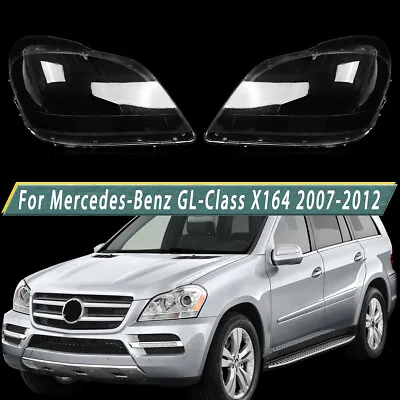 Pair Headlight Lens Cover For 2007-2012 Mercedes-Benz GL-Class X164 GL450 GL500 • $116.99