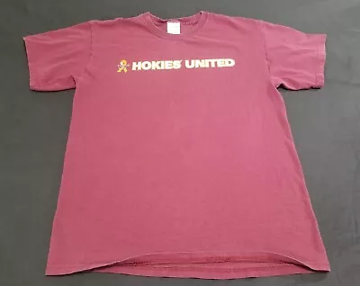 Virgina Tech T Shirt Mens Medium Maroon Hookies United Cotton Short Sleeve NCAA • $6.65