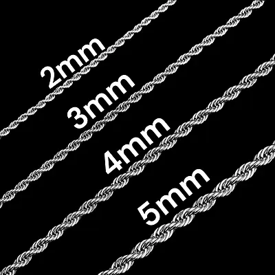 Stainless Steel Rope Chain 2 3 4 5mm   Hip Hop Jewelry Unisex Men Women • $5.49