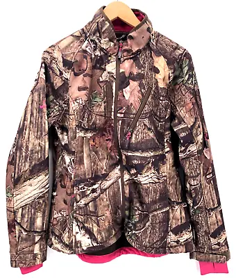 Mossy Oak Softshell Jacket Large Camo Pink Break Up Infinity Full Zip Pockets • $32.89