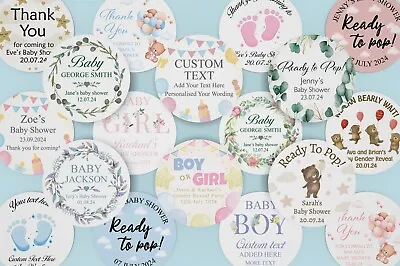 Baby Shower Stickers Round Personalised Party Labels Thank You For Coming • £2.99