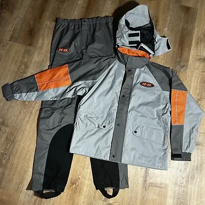 Harley Davidson Motorcycle Riding Gear Rain Suit Jacket Pants Gray Men's Large L • $129.99