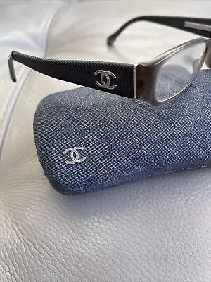 £37 • Buy CHANEL TORTOISE /BLUE DENIM GLASSES FRAMES & Case. Used Vintage ￼*PLS READ*