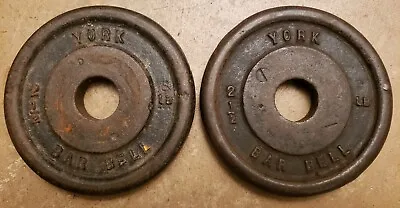 Pair Of 2.5 Lb YORK BARBELL Wide Letter Standard Size Weights Barbell Vtg Rare • $29.99