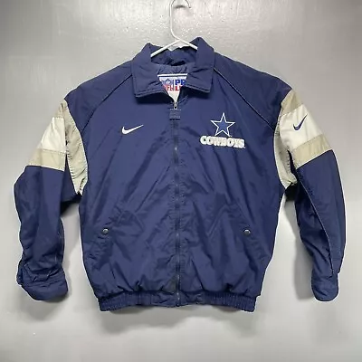 VINTAGE Nike Dallas Cowboys Pro Line Puffer Jacket Size Medium Blue Coat Y2k NFL • $55