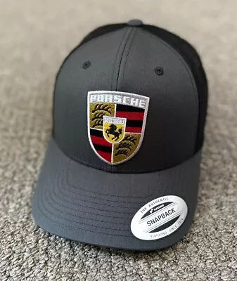 Porsche Hat Vintage Style FlexFit SnapBack Mesh Cap Handcrafted To Order • $30