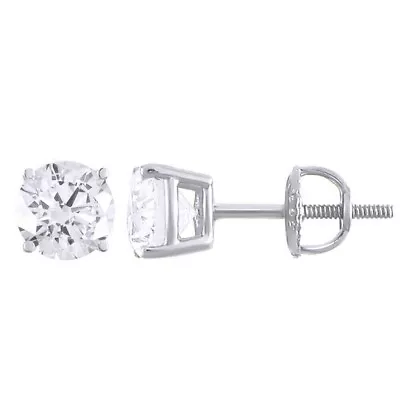 1 1/4 Ct 1.25Ct  Round Natural Diamond Solitaire Stud Earrings 14K Solid W Gold • $949.99