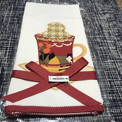 Vera Bradley LINEN TEA TOWEL In Bittersweet With Coffee Cup New With Tags • $7.99