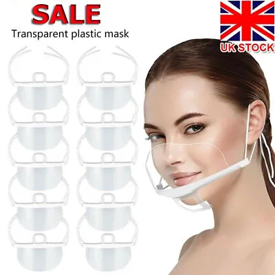 Reusable Clear Mask Plastic Half Face Cover  Anti-saliva Protective Face Shield • £2.99