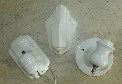 3 Different Antique Porcelain Art Deco Wall Sconce Lights Pull Chains & Outlet • $45