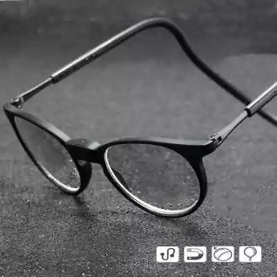 New Click Magnetic Front Connect Reading Eyeglasses Full Rim Glasses Folding • $10.26