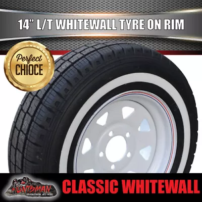 14x6 & 185R14C HQ Holden Trailer Caravan White Sunraysia Rim & Whitewall Tyre • $149