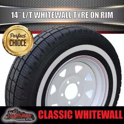 14X6 & 205/75R14C HQ White Sunraysia Rim & Whitewall Tyre Suits Caravan Trailer • $164