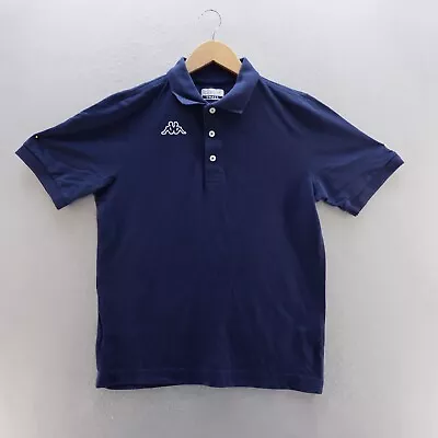 Kappa Mens Polo Shirt Small Navy White Embroidered Logo Short Sleeve Cotton • £10