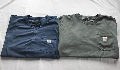 LOT Of 2 M's CARHARTT Short Sleeve Polo & Work Pocket T-Shirts Extra Large (XL) • $34.99
