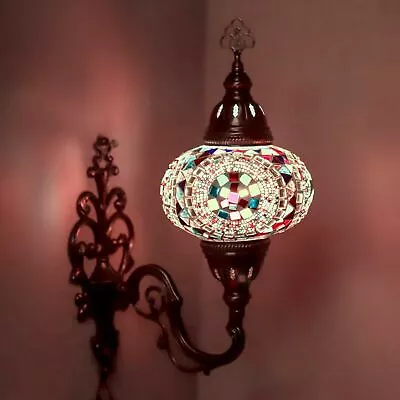 Turkish Moroccan Mosaic Tiffany Style Wall Sconce Light Night Lamp - Free Bulb • $55.79