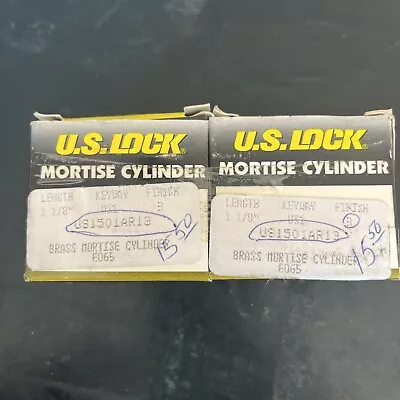 2-US Lock Brass Mortise Cylinder 1 1/8 With Keys US1501AR13 New • $9.99