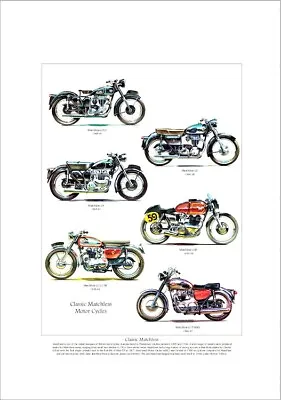 CLASSIC MATCHLESS - Motorcycles Fine Art Print  A3 Size - G3 LS G9 G45 G12 & G15 • $9.25