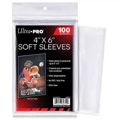 (Pack Of 100) Ultra Pro 4x6 Sleeves For Photos Or Cards Soft Crystal Clear Poly • $2.99