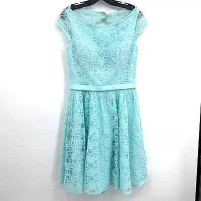 Morilee Madeline Gardner Mint Blue Tea Knee Length Lace Dress 21518  Size 10 • $39