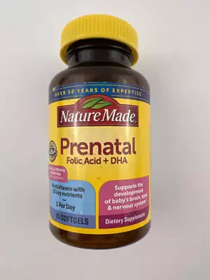 Nature Made Prenatal Folic Acid Multi + DHA 200mg 90 Softgels Expires 05/2025 • $17.99