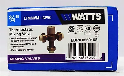 Watts LFMMVM1-CPVC (EDP #0559162) 3/4-inch Lead-Free Thermostatic Mixing Valve • $98.90