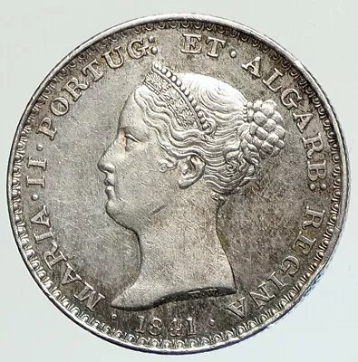 $750.80 • Buy 1841 PORTUGAL - QUEEN MARIA II Antique Silver 500 Reis Portuguese Coin I112137