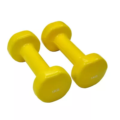$21.95 • Buy 1kg X 2 - Vinyl Cast Iron Dumbbell Hand Weight - PVC Rubber Coated - Total 2kg