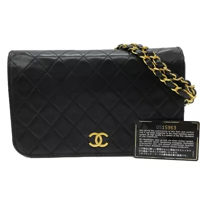 $1065.45 • Buy CHANEL CC Logo Matelasse Chain Shoulder Bag Leather Black Gold Vintage M378