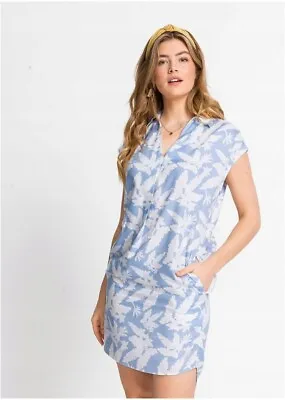 Rainbow @ Kaleidoscope Size 16 / 18 Blue White Print Mini Summer DRESS Holiday • £14.99