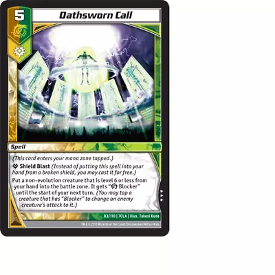 Kaijudo X1 OATHSWORN CALL Rare #83/110 7CLA Clash Of The Duel Masters 2013 - TCG • $1.04