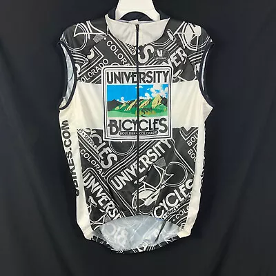 Vermarc Cycling Jersey Italy  Mens Large Black White Print Wind Tex Sleeveless • $22.79