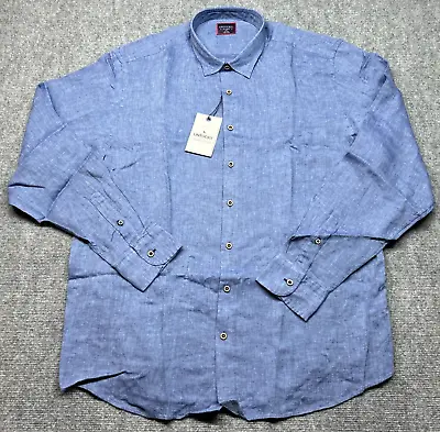UNTUCKit Ravines Shirt Men's 2XLT Tall Regular Blue 100% Linen Long Sleeve New • $34.99