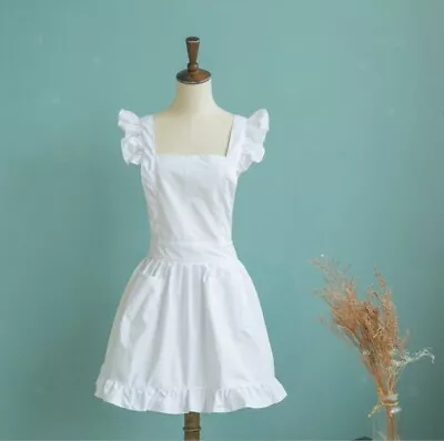 Victorian Style Kitchen Cooking Apron For Girls Women White BBQ Fancy Dress • $35.06