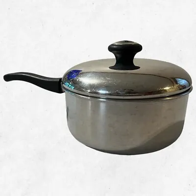 Meyer Steel 8 1/4  By 3 3/4  Stainless Steel Cookware Stock Pot Saucepan W/lid • $21