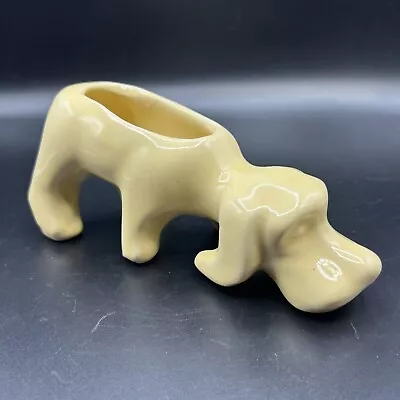 Vintage Shawnee Planter Sniffing Bloodhound Pastel Yellow Glazed Ceramic • $11