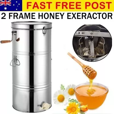 Honey Extractor Pro 2 Frame Stainless Steel Beekeeping Equipment Honeycomb Drum • $126.35