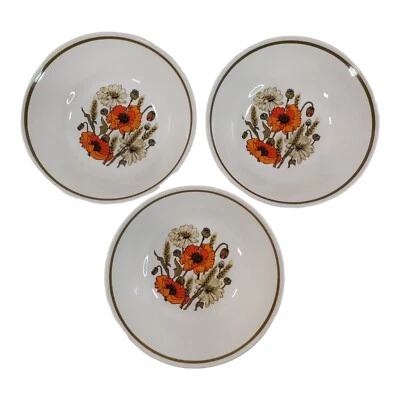 £13.95 • Buy J & G Meakin Poppy Collection Cereal Soup Bowl Set For 3 1970s Vintage 16 Cm