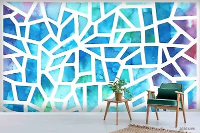 3D Glass Blue Mosaic Wallpaper Wall Mural Removable Self-adhesive Sticker7104 • $175.32