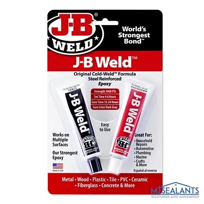 JB Weld Original Cold-Weld 2 Part Steel Reinforced Epoxy Glue Bond Metal Plastic • £5.95