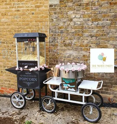 Hire Only* Vintage White Candy Floss Machine & Popcorn Cart Birthdays Weddings • £100